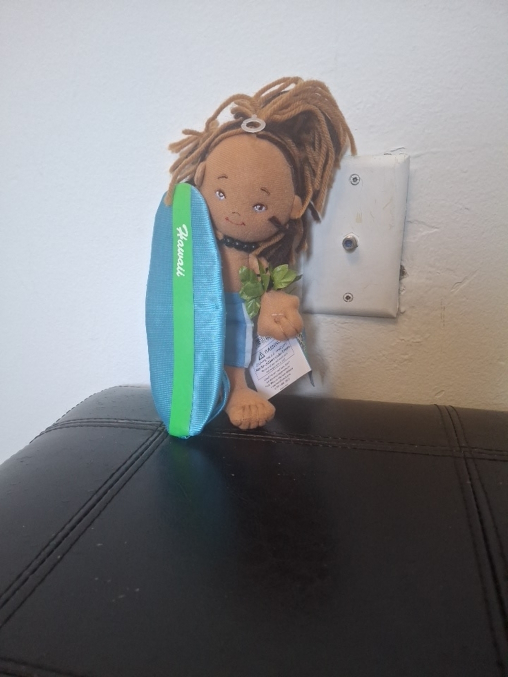 Plush Surf Doll with Blue and Green Surfboard - Soft Play Doll